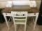 White Paint Two Drawer Desk w/ Wood Top, 2 Top