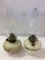 Lot of 2 Scenic Painted Kerosene Lamp Bases