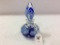 Joe St. Clair Blue Floral Art Glass Paperweight