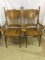 Lot of 2 Wood Pressed Back Arm Chairs