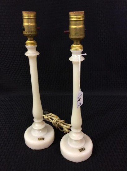 Matched Pair of Aladdin Alacite Electrified Lamps-