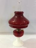 Aladdin Red & White Base Kerosene Lamp