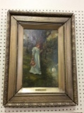 Framed Painting of Girl By Stream by