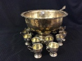 Very Lg. Ornate Punch Bowl Set w/ Ladle &