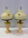 Pair of Matching Pink Aladdin Kerosene Lamps