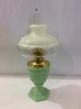 Mint Green Aladdin Kerosene Lamp w/ Clear Chimney