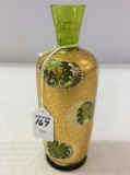Green Moser Bottle w/ HIghly Gold Decorated