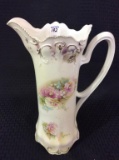 Tall RS Prussia Floral Decorated Pitcher