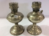 Lot of 2 Metal Aladdin Kerosene Lamp Bases