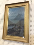 Lg. Framed Sheep by Mountainside Painting