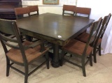 Antique Wood Dining Table Set Including