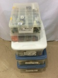 Group of 5 Plastic Totes Filled w/ Lamp