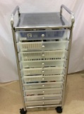 10 Drawer Modern Rolling Cart w/ Electric Lamp