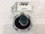 Lg. Sterling Ring w/ Green Stone