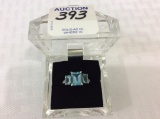 Ladies Sterling Silver Ring w/ 3 Light Blue