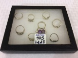 Lot of 8 Various Sterling Silver Rings