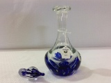 Tall Cobalt Blue & Clear Art Glass Paperweight