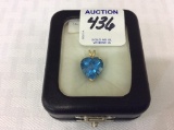 Ladies 14K Yellow Gold Blue Topaz Pendant