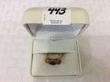 Ladies 14K Ring w/ Amethyst & Gold Topaz