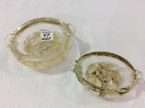 Lot of 2 Art Glass Paperweight Design Ashtrays