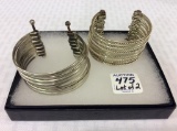 Lot of 2 Ladies Silver Costume Jewelry Bracelets