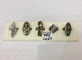 Lot of 5 Various Silver Rings-One Marked G&S