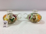 Pair of Matching Joe Rice Floral Paperweight