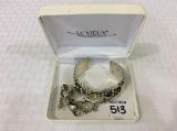 Ladies Very Ornate SIlver Bracelet w/ Attached