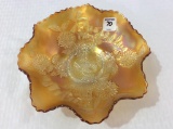 Carnival Glass Ruffled Edge Dish w/ Windmill