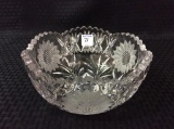 Round Cut Glass Bowl w/ Floral Design