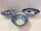 Lot of 3 Various Flo Blue Serving Bowls-