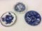 Lot of 3 Various Blue & White Decorated Plates