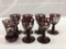Lot of 7 Bohemian Red Cut to Clear Glassware