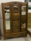 Wood Chifferobe Type Cabinet w/ Mirrored Doors