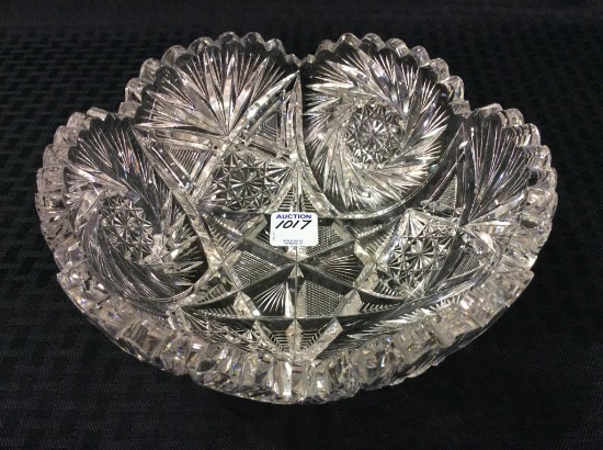 Heavy Intricate Cut Glass Bowl