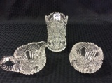 Lot of 3 Ornate Cut Glass Pieces Including