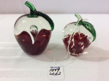 Lot of 2 Art Glass 1980 St. Clair Paperweights=