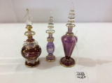 Lot of 3 Very Delicate Amethyst Blown Glass