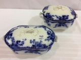 Lot of 2 Flo Blue Matching Pattern Covered