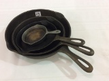 Lot of 4 Graduated Size Cast Iron Skillets