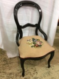 Antique Wood Chair w/ Needlepoint Seat-Top