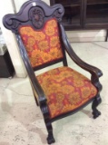 Ornate Antique Wood Chair w/ Claw Feet