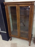 Antique Glass Door Cabinet w/ Glass Shelves