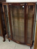 Curved Glass China Cabinet w/ Light Bar