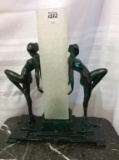 Green Metal Art Nouveau Nude Statue Lamp