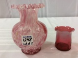Lot of 2 Cranberry Opalescent Pieces Including