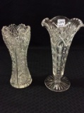Lot of 2 Cut Glass Vases