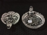 Lot of 2 Including Floral Etched Nappy Dishes