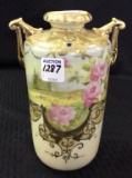 Hand Painted Nippon Floral Painted Dbl Handled