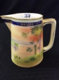 Hand Painted Nippon Pitcher w/ Palm Tree
